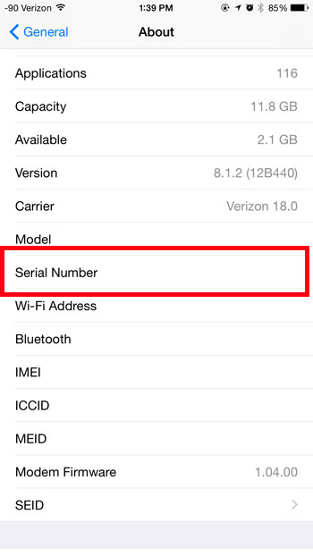 identify iphone by serial number